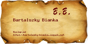 Bartalszky Bianka névjegykártya